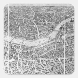 Balloon View of London, 1851 Square Sticker