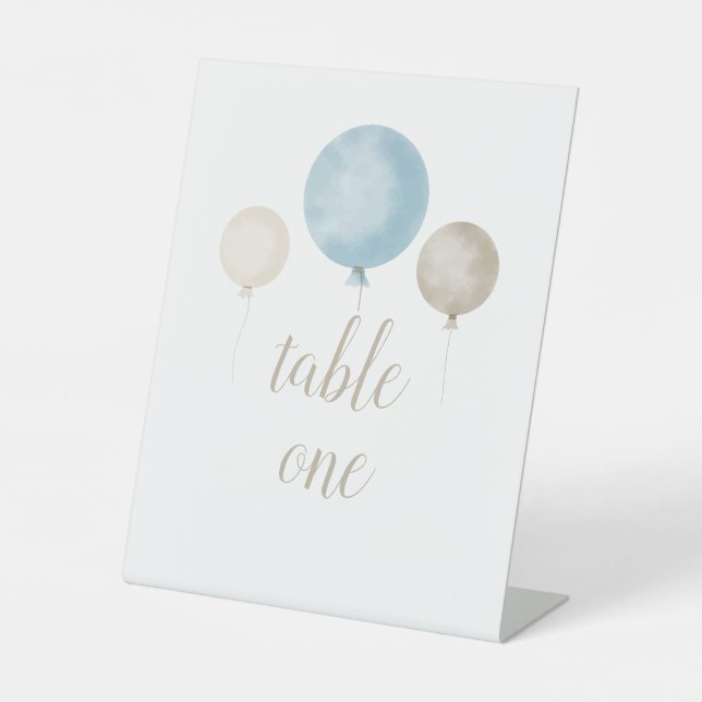 Balloon Watercolor Baby Shower Table Sign (Front)