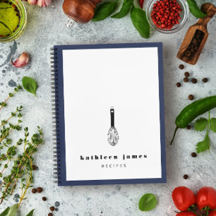 Balloon Whisk Navy Blue Black White Notebook