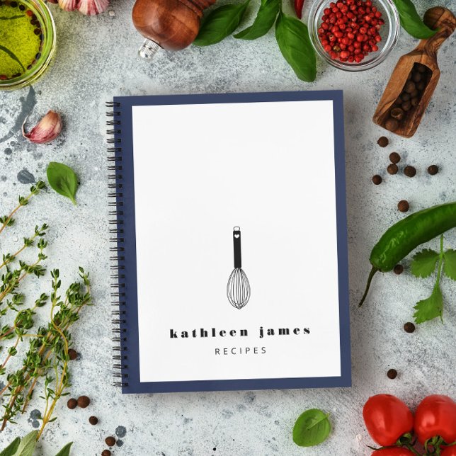 Balloon Whisk Navy Blue Black White Notebook (Creator Uploaded)