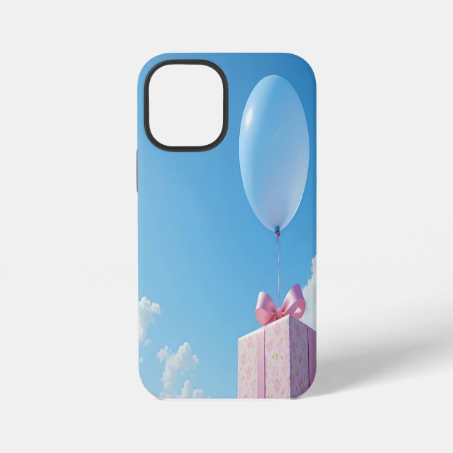 balloon with present in blue sky iPhone case (Back)