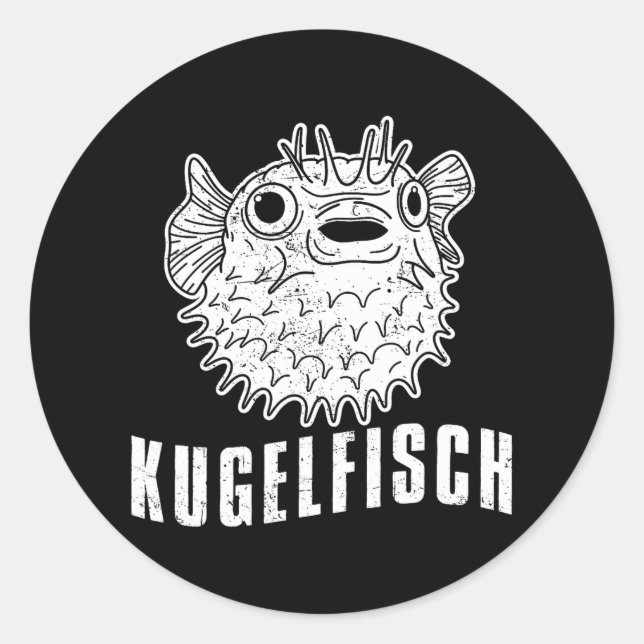 Balloonfish animals aquariums oceans puffer fish classic round sticker (Front)