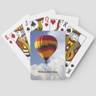 Ballooning Hot Air Balloon in clouds Personalise Playing Cards
