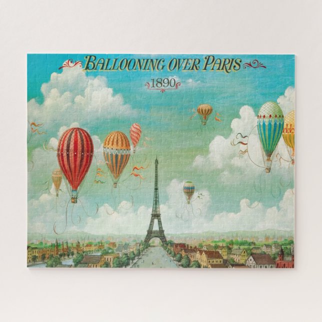 Ballooning Over Paris Art Painting Illustration Jigsaw Puzzle (Horizontal)