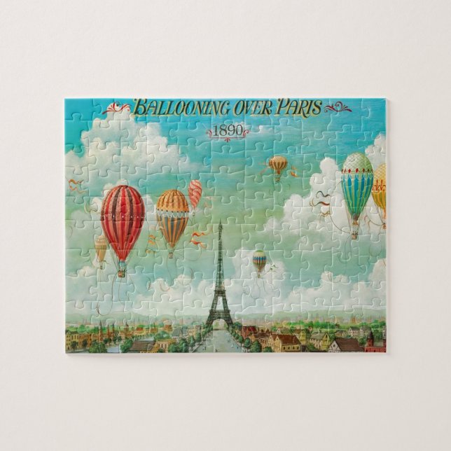 Ballooning Over Paris Art Painting Illustration Jigsaw Puzzle (Horizontal)