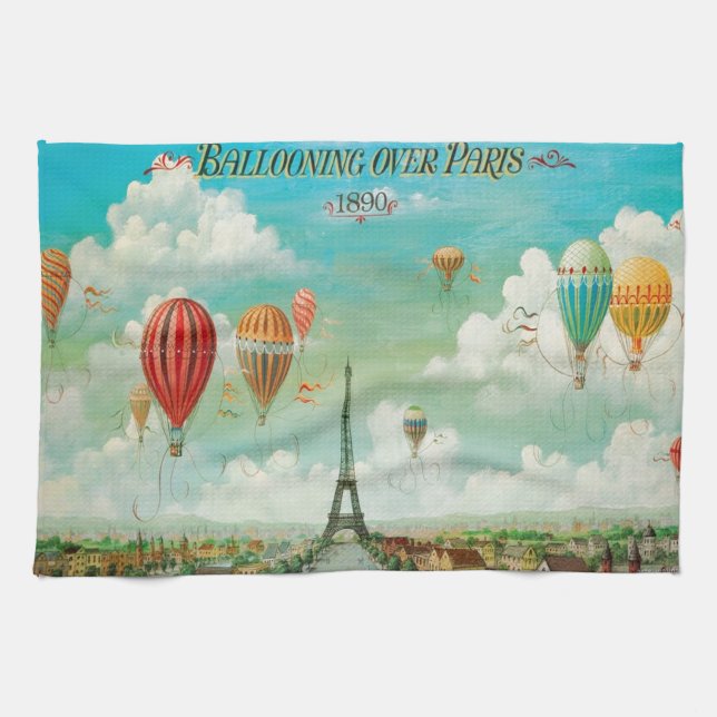 Ballooning Over Paris Tea Towel (Horizontal)