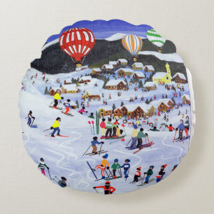 Ballooning over the piste 1995 round cushion