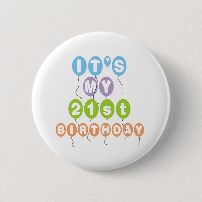 Balloons 21st Birthday 6 Cm Round Badge (Front)