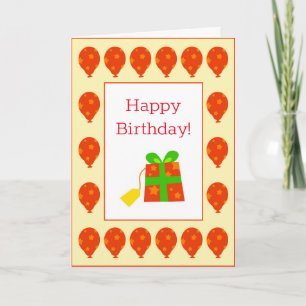 Balloons and Birthday Gift Greeting Card