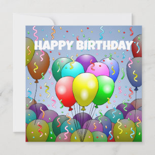 Balloons and Confetti Birthday Card