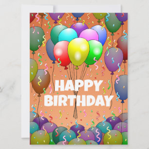 Balloons and Confetti Birthday Card