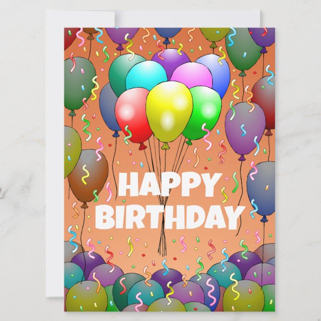 Balloons and  Confetti Birthday Card (Front)