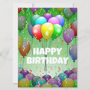Balloons and  Confetti Birthday Card