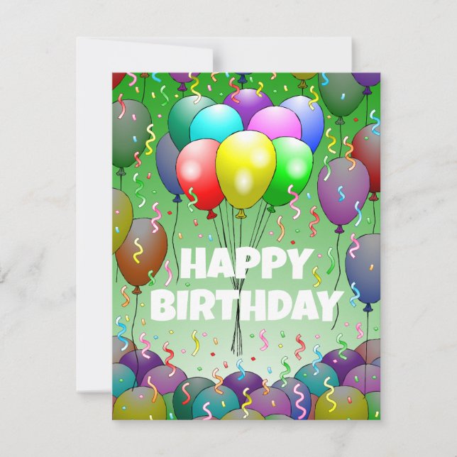 Balloons and  Confetti Birthday Card (Front)
