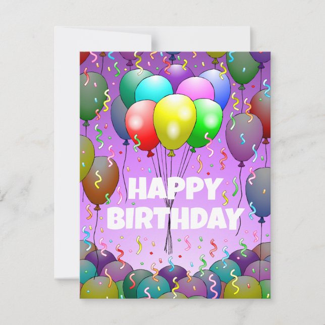 Balloons and  Confetti Birthday Card (Front)