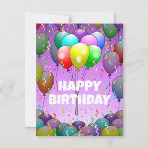 Balloons and  Confetti Birthday Card