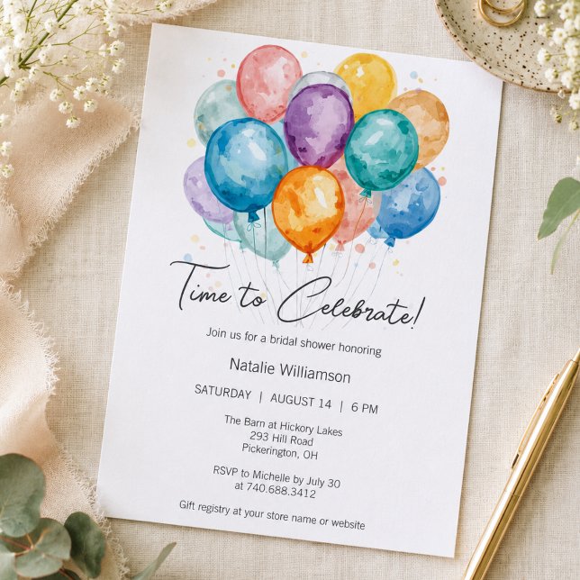 Balloons and Confetti Bridal Shower  Invitation (Creator Uploaded)
