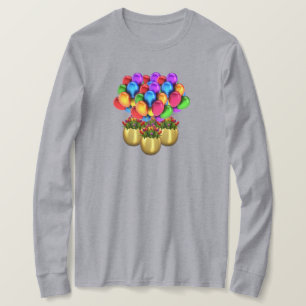 Balloons And Flowers Ladies Long Sleeve TShirt