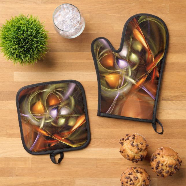 Balloons and Ribbons  Abstract Oven Mitt & Pot Holder Set (Top Down)