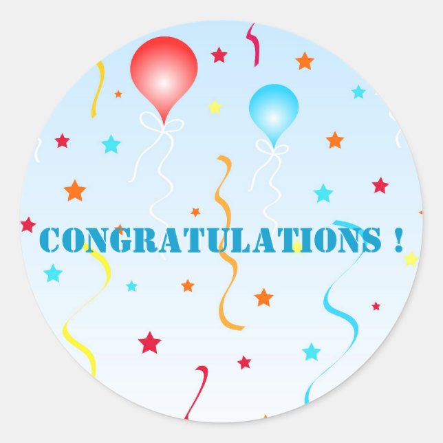 Balloons and stars classic round sticker (Front)