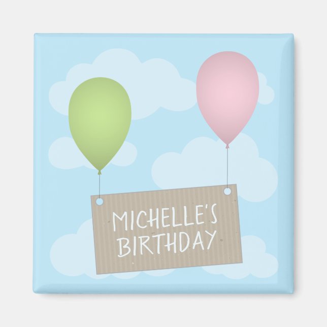 Balloons and Tag Birthday Magnet (Front)