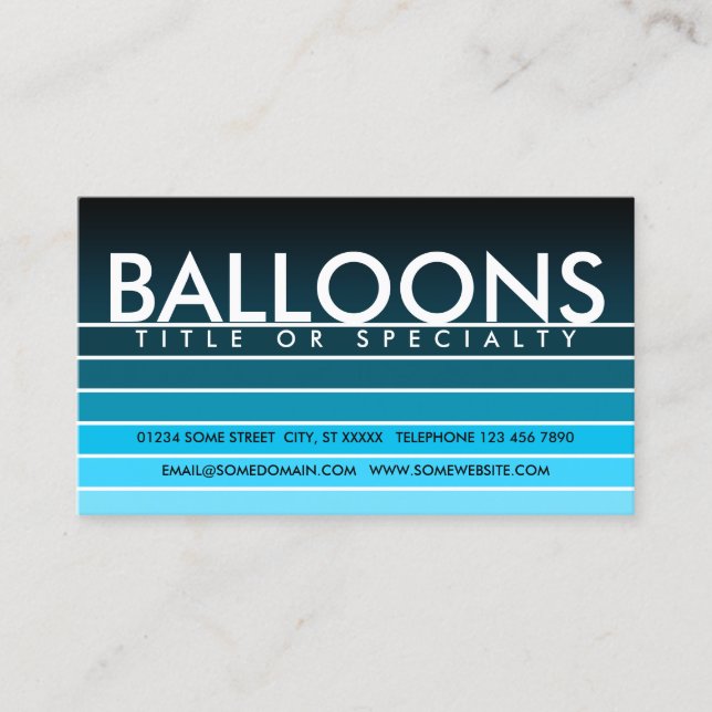 BALLOONS aqua swatch Business Card (Front)