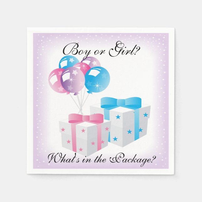 Balloons Baby Gender Reveal Paper Party Napkins (Front)