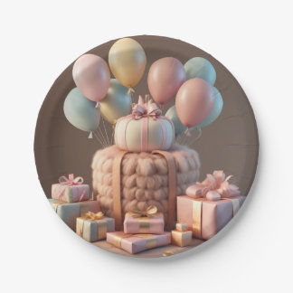 balloons baby paper plate