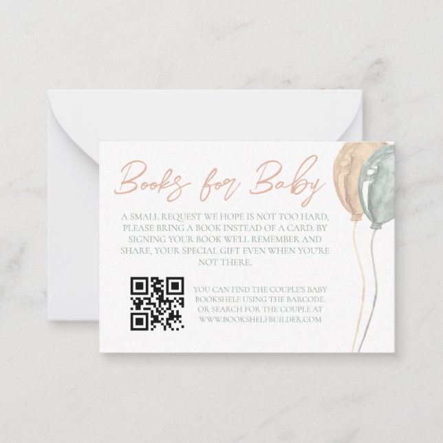 Balloons Baby Shower Book Card (Front)