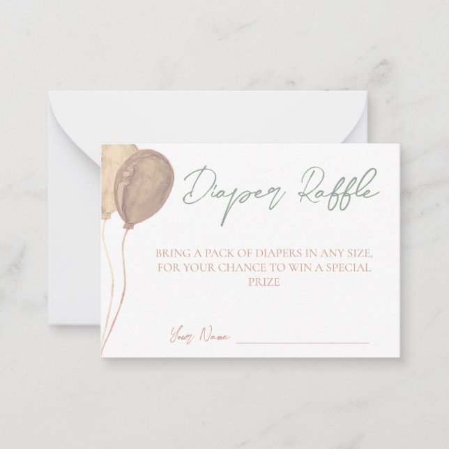 Balloons Baby Shower Diaper Raffle Card (Front)