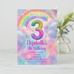 Balloons Birthday 3th Birthday  Invitation