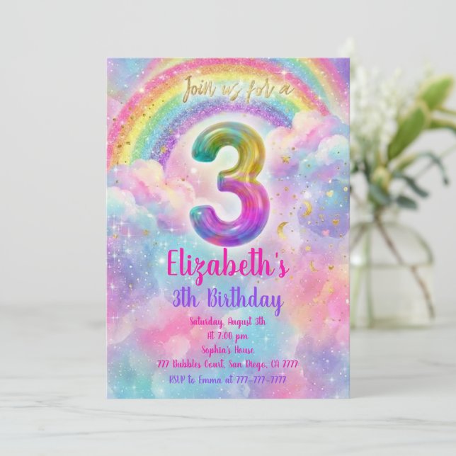 Balloons Birthday 3th Birthday  Invitation (Standing Front)