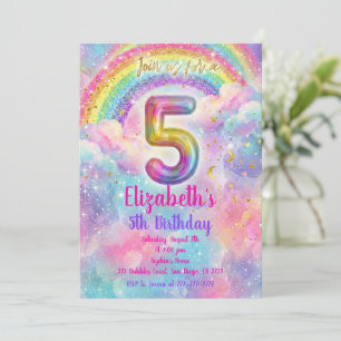 Balloons Birthday 5th Birthday Invitation