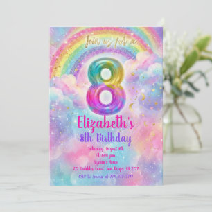 Balloons Birthday 8th Birthday Invitation