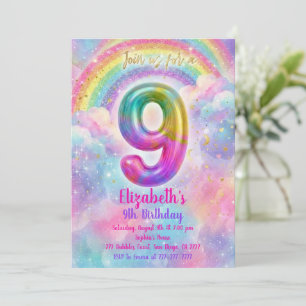 Balloons Birthday 9th Birthday  Invitation
