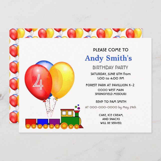 Balloons Birthday Boy Party Invitation (Front/Back)