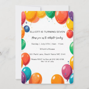 Balloons Birthday Invitation,Instant Download, Invitation