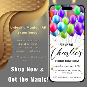 Balloons Birthday with Augmented reality AR Invitation