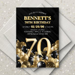 Balloons Black Gold 70th Birthday Invitation<br><div class="desc">Bunches and bunches of balloons—this design just doesn't hold back! Featuring bold numbers and elegant typography in a space that's literally overflowing with balloons, this design is an instant party-starter. The gold and black colour scheme and retro typography set a classic, stylish tone for your event. Perfect for the modern...</div>