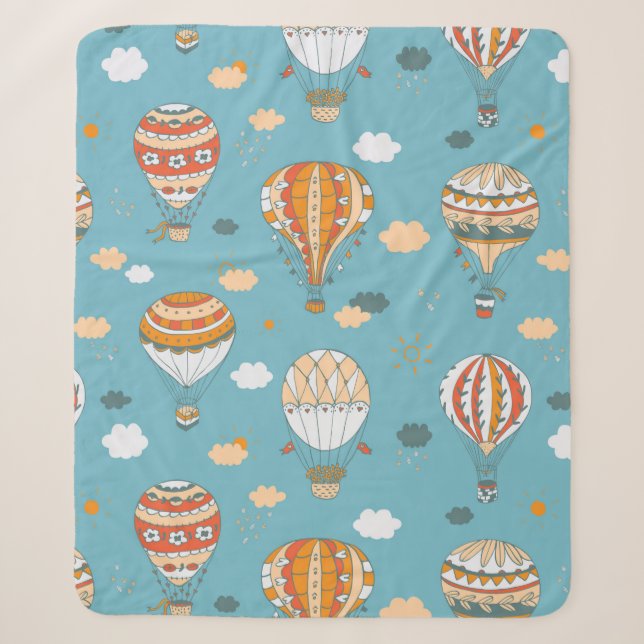 Balloons colour pattern sherpa blanket (Front)