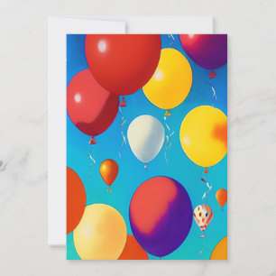 Balloons colourful celebrate Flat Card Thank You