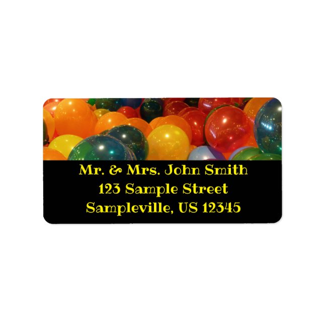 Balloons Colourful Party Design Label (Front)