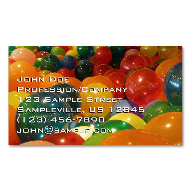 Balloons Colourful Party Design Magnetic Business Card (Front)