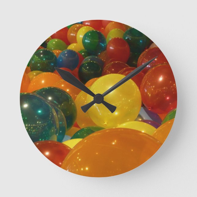 Balloons Colourful Party Design Round Clock (Front)