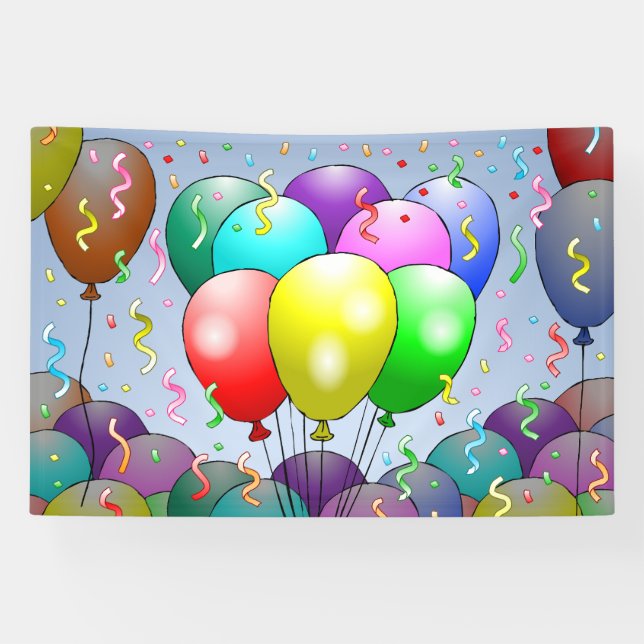 Balloons & Confetti Banner (Horizontal)
