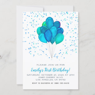 Balloons Confetti Birthday Invitation