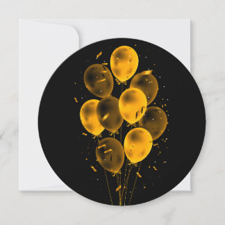 Balloons & Confetti Negative Round Greeting Cards