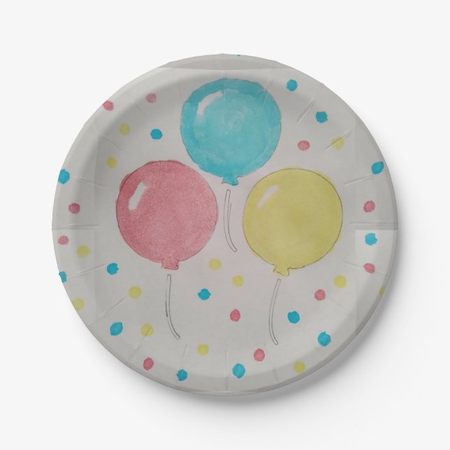 Balloons & Confetti Paper Plates  (Front)