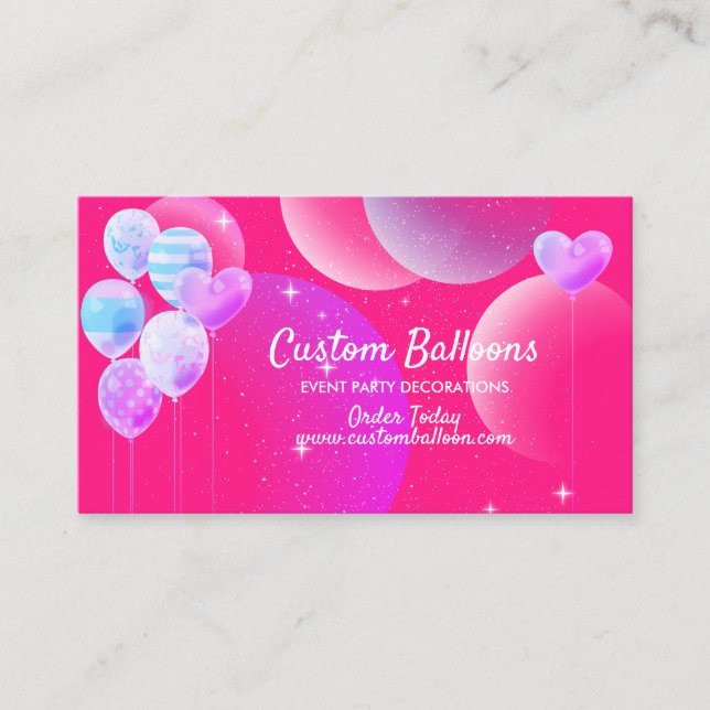 Balloons custom logo qr code Event Decor Business Card (Front)