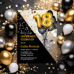 Balloons Elegant Black | Gold 18th Birthday Party Acrylic Invitations<br><div class="desc">Black balloons as a back drop to gold tone number balloons lend a dramatic flair to this 18th Birthday Party design.  Composite design by Holiday Hearts Designs (rights reserved).  Other age numbers are available in our shop.</div>
